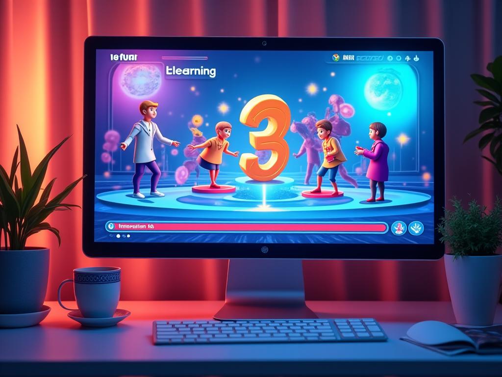 Écran affichant un module e-learning interactif