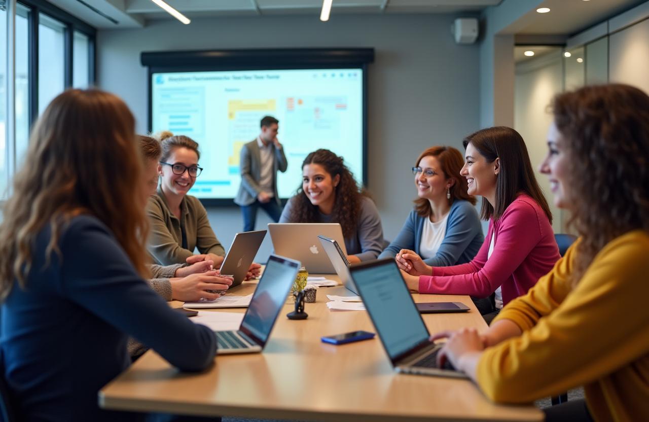 Groupe d'enseignants en atelier de formation